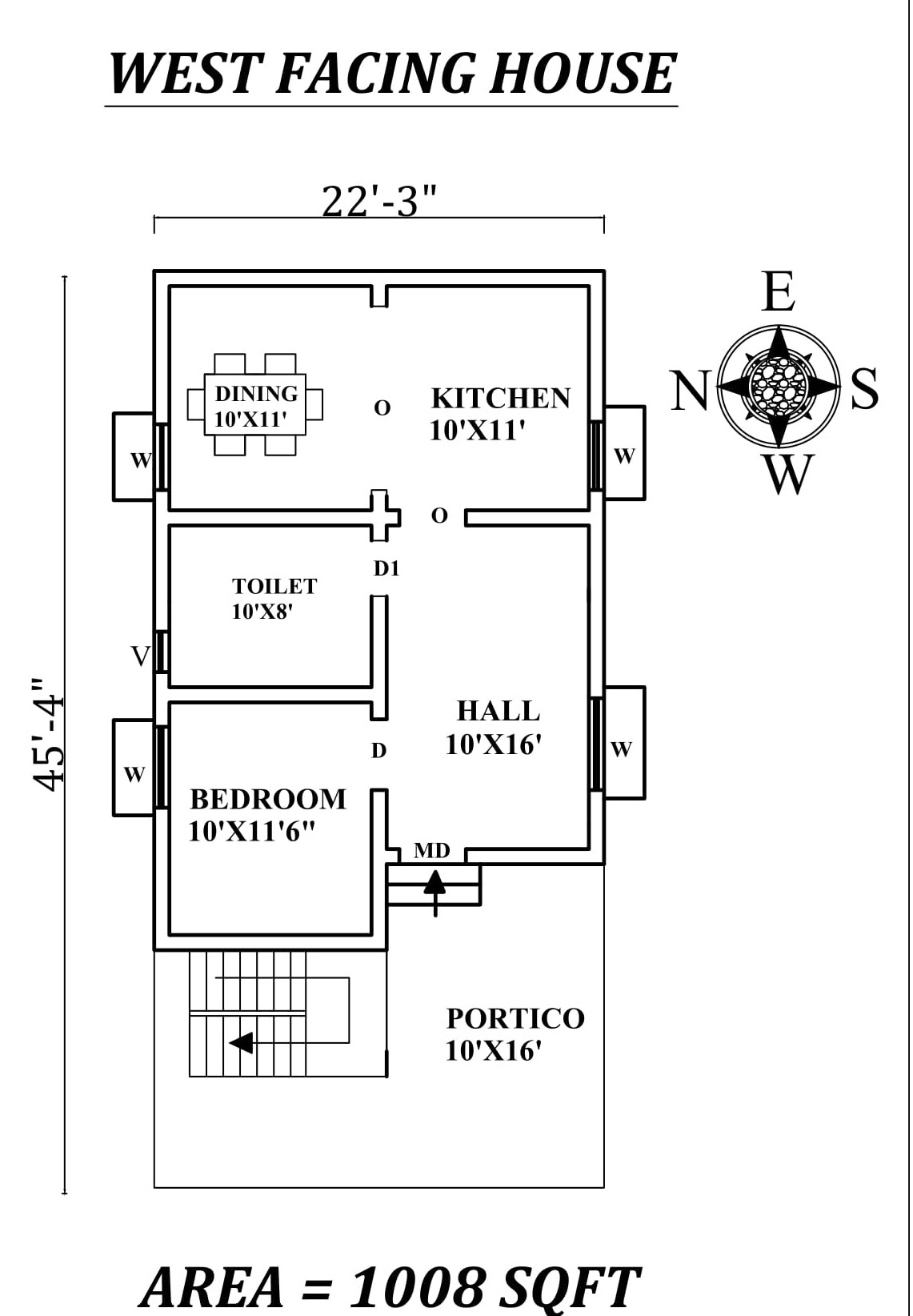 X Single Bhk West Facing House Plan As Per Vastu Shastra