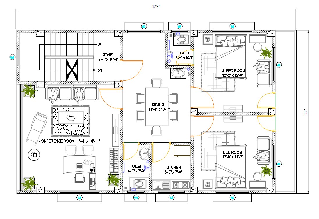 25 X 50 House  Ground Floor Plan  2  BHK  Plan  Drawing 