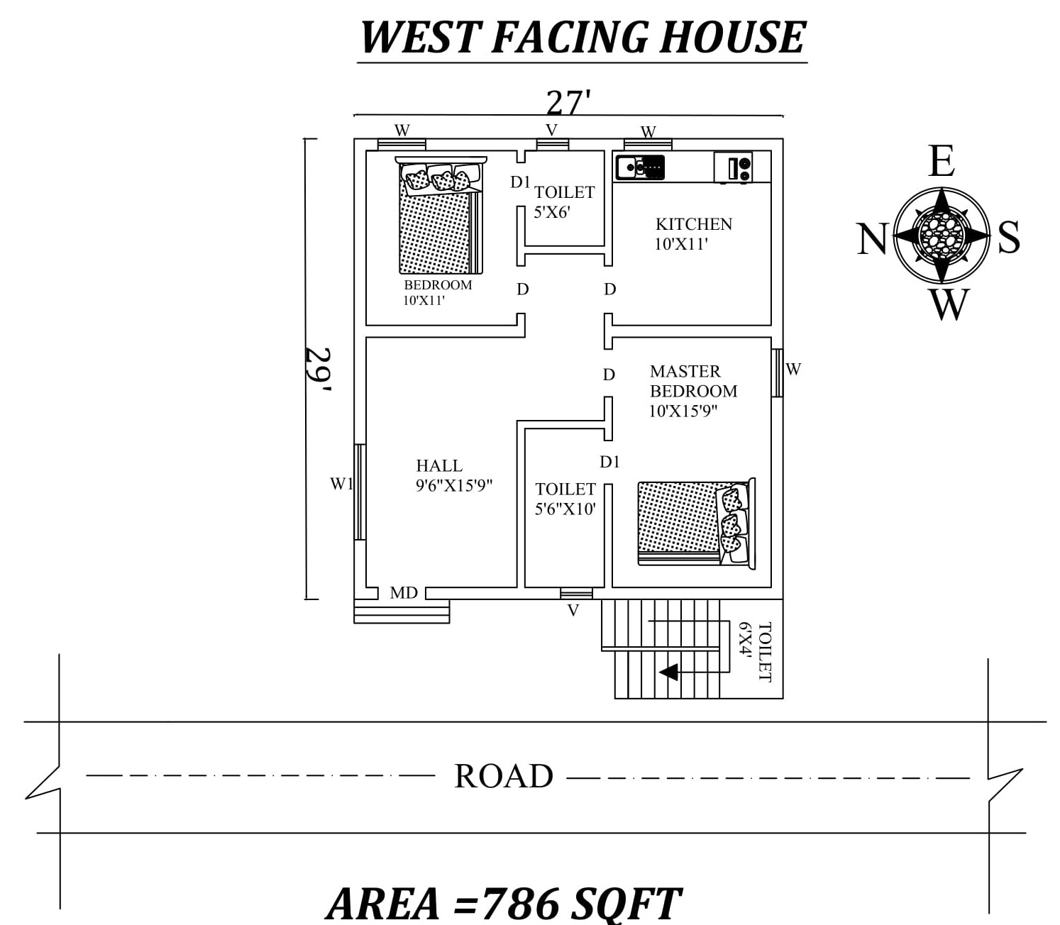 X Awesome Bhk West Facing House Plan As Per Vastu Shastra | designinte.com