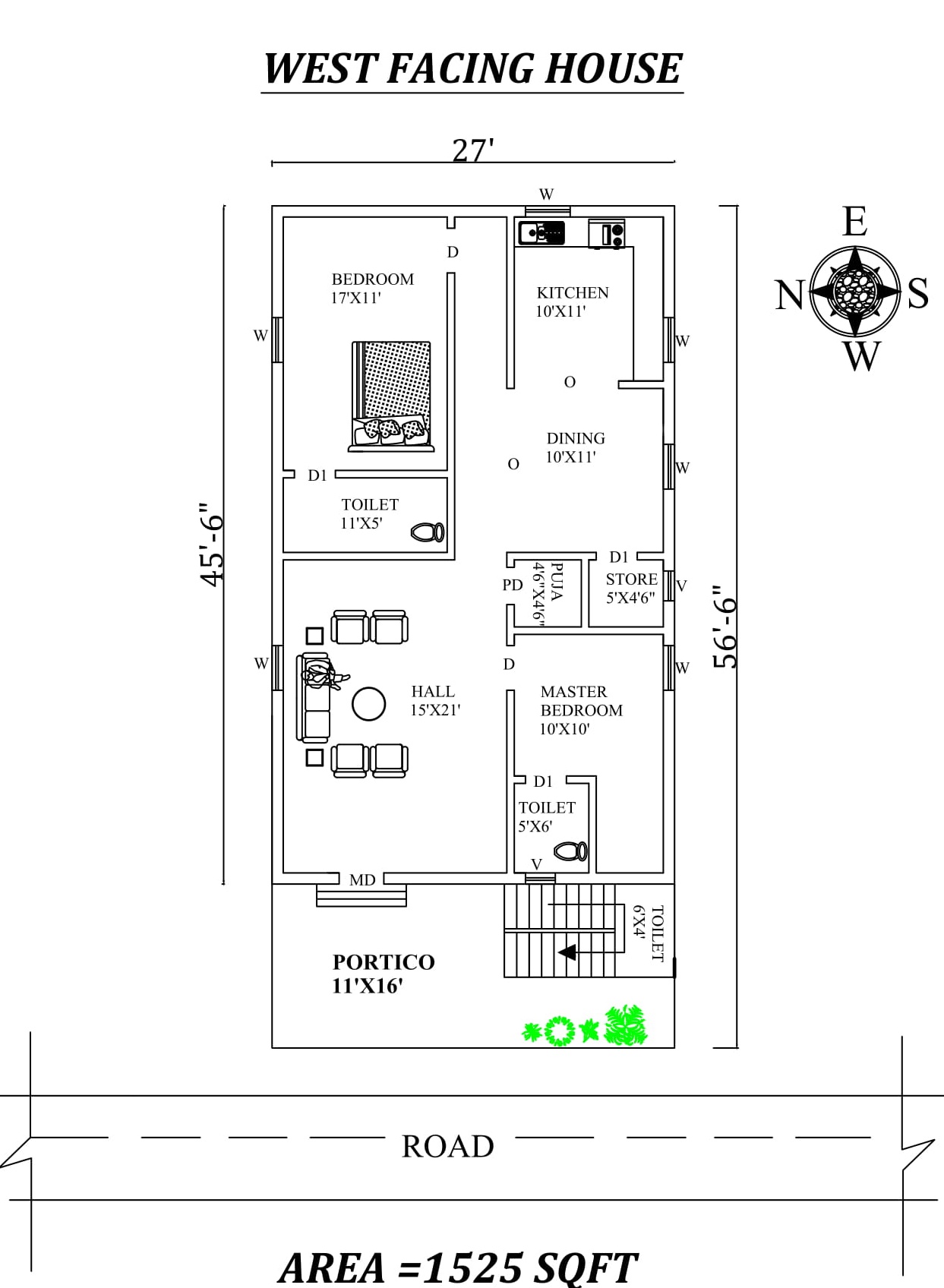 27 X56 6 Marvelous 2bhk West facing House Plan As Per 