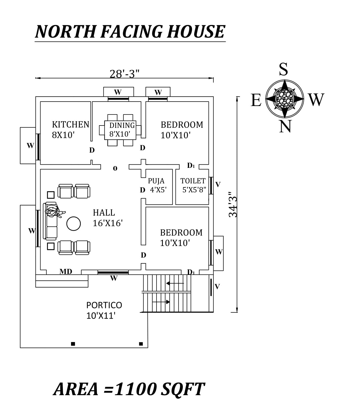 28 3 x34 3 superb North  facing  2bhk house plan  as per 