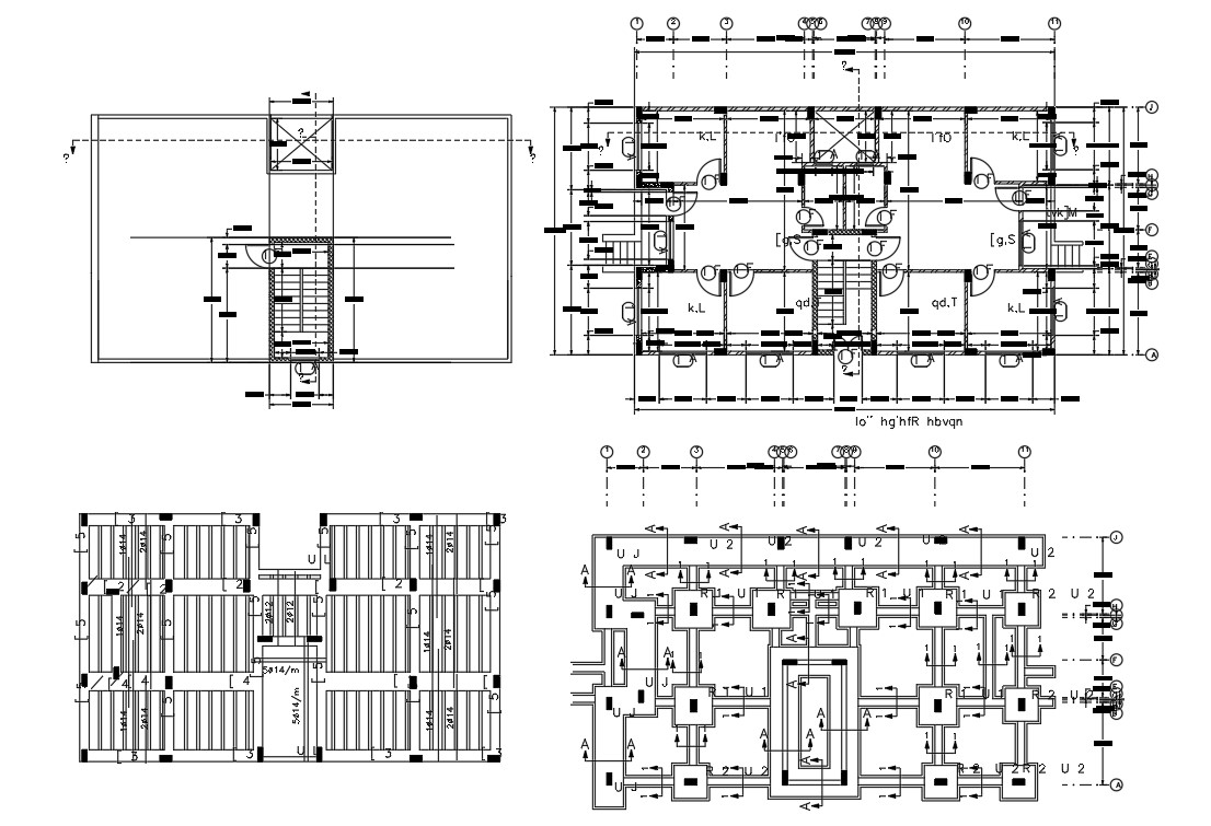 2 BHK Apartment Construction Working Plan CAD Drawing - Cadbull