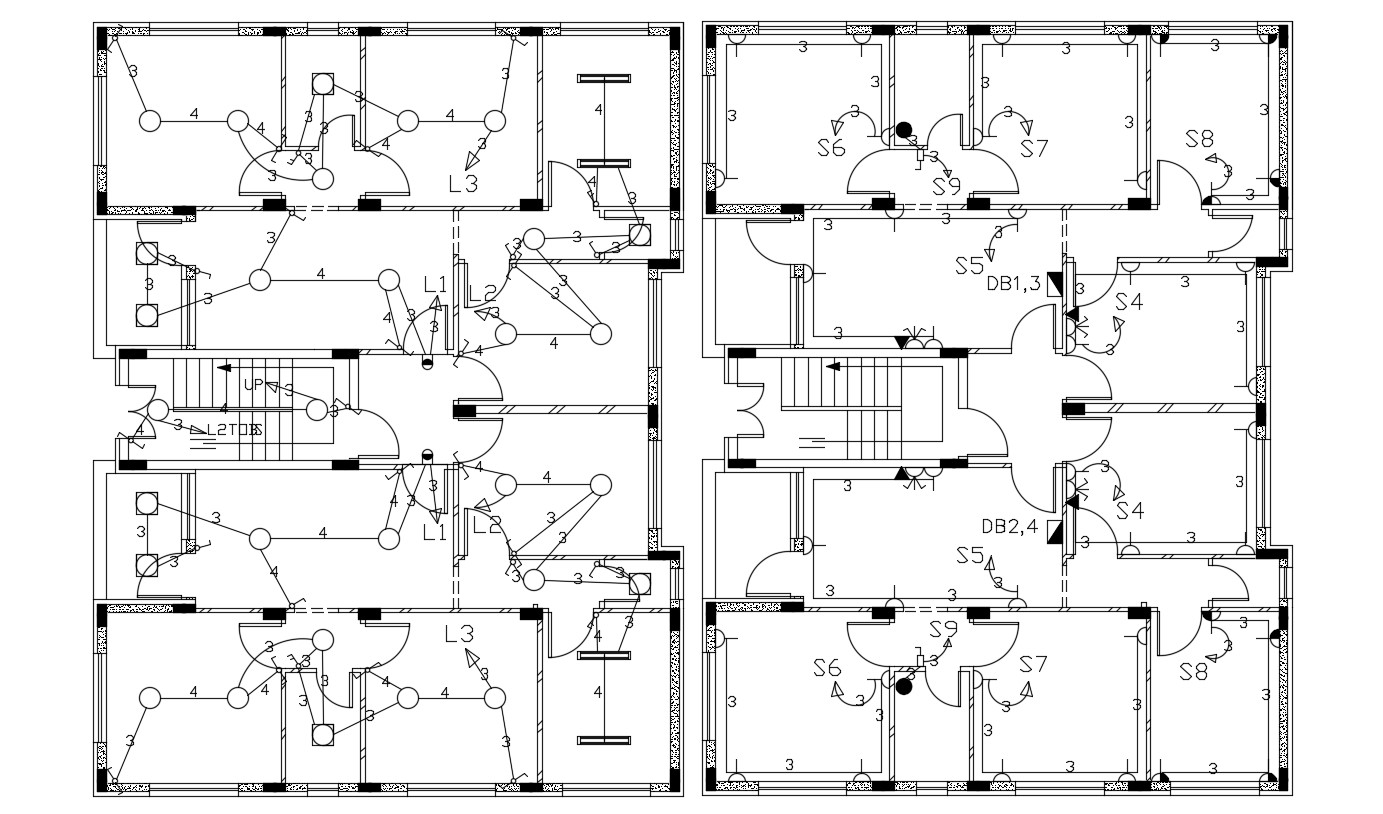 2 BHK Apartment House Electrical Layout Plan Design - Cadbull