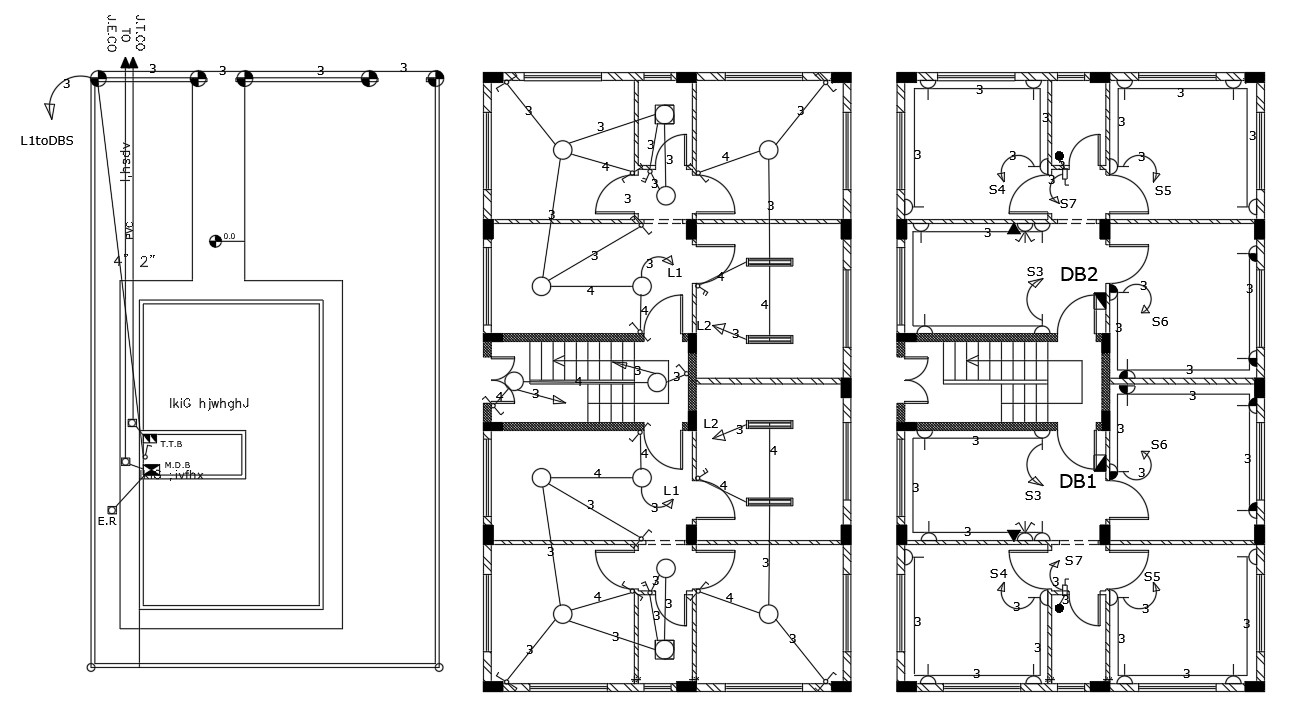 2 Bhk House Electrical Layout Plan Autocad Drawing