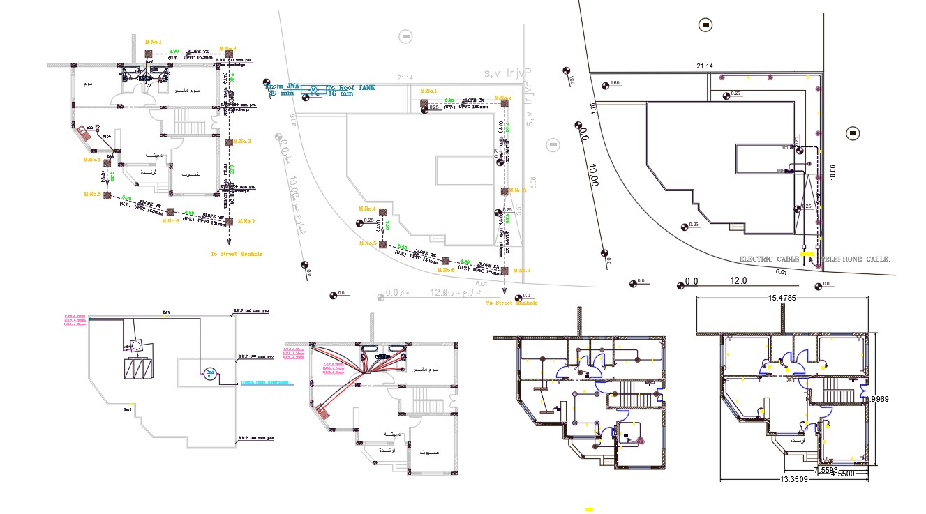 2 BHK House Plumbing System And Electrical Layout Plan Design - Cadbull