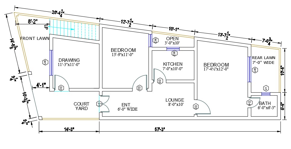  2  Bedroom  House  Plan  With Dimension AutoCAD  Drawing DWG 