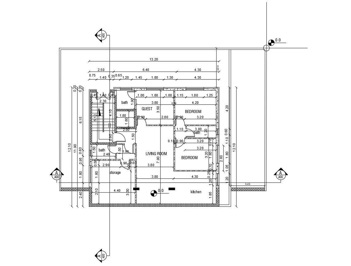 2D Autocad Drawing Of House Bungalow Plans With Working ...