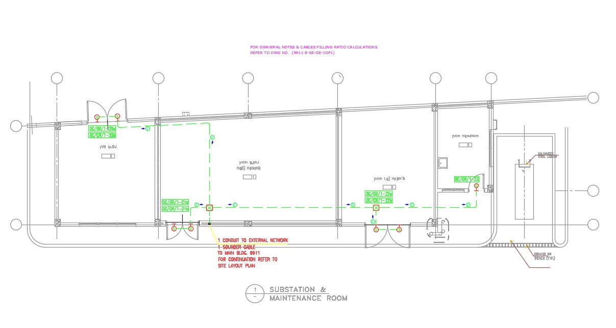 2d Cad Drawing Control Room In Substation Autocad File