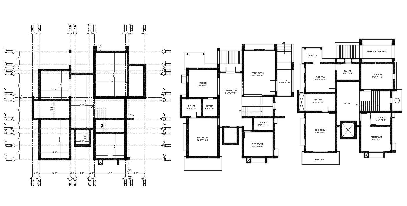 2D CAD  Drawing Modern  Bungalow House  Floor Plans  AutoCAD  