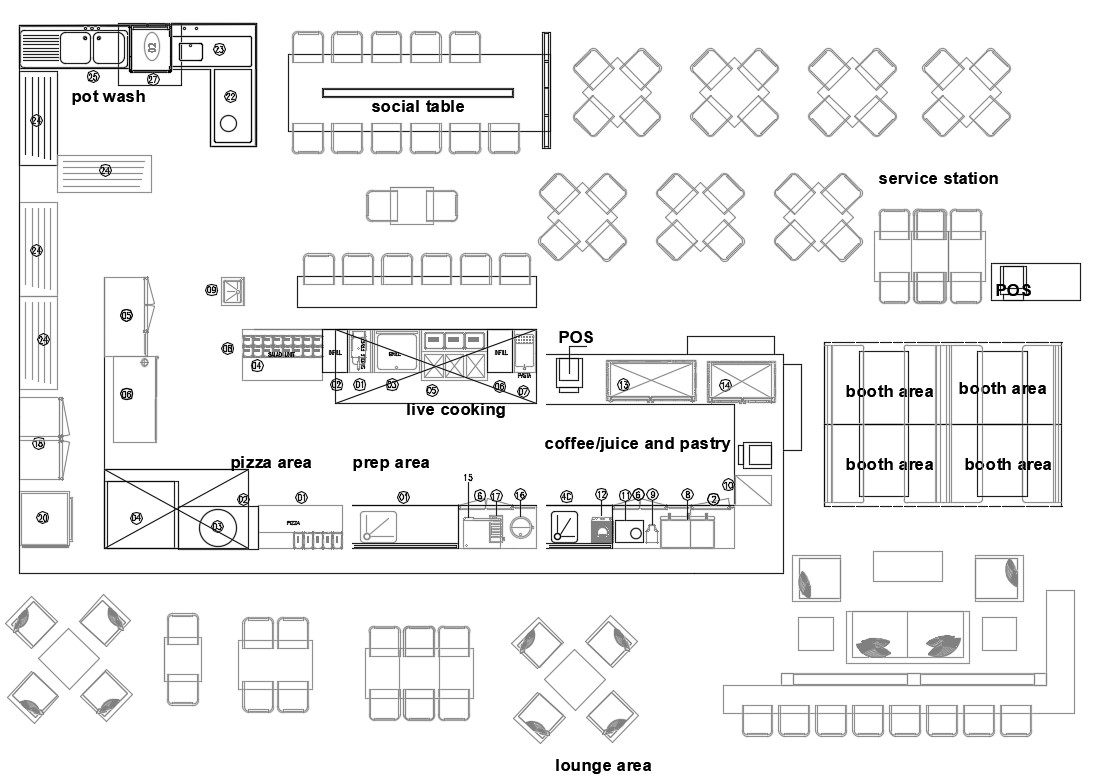 2D CAD Drawing Of Cafe Restaurant Furniture Layout Plan AutoCAD File Sat Dec 2019 01 35 55 