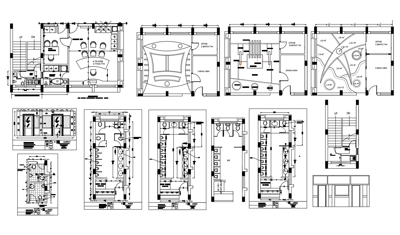 2d Cad Drawing Office Layout Ceiling Design Common Toilet