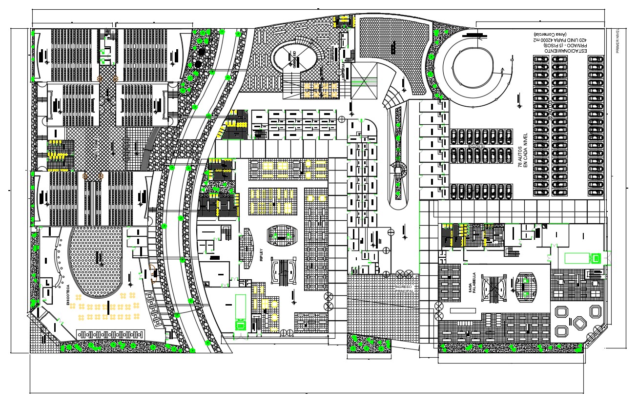 2D DWG Drawing Huge Shopping Mall Plan With Theater AutoCAD File - Cadbull