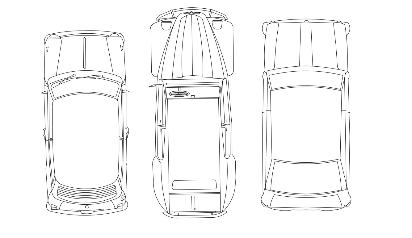 2d Dwg Three Cars Plan Autocad Free Download - Cadbull