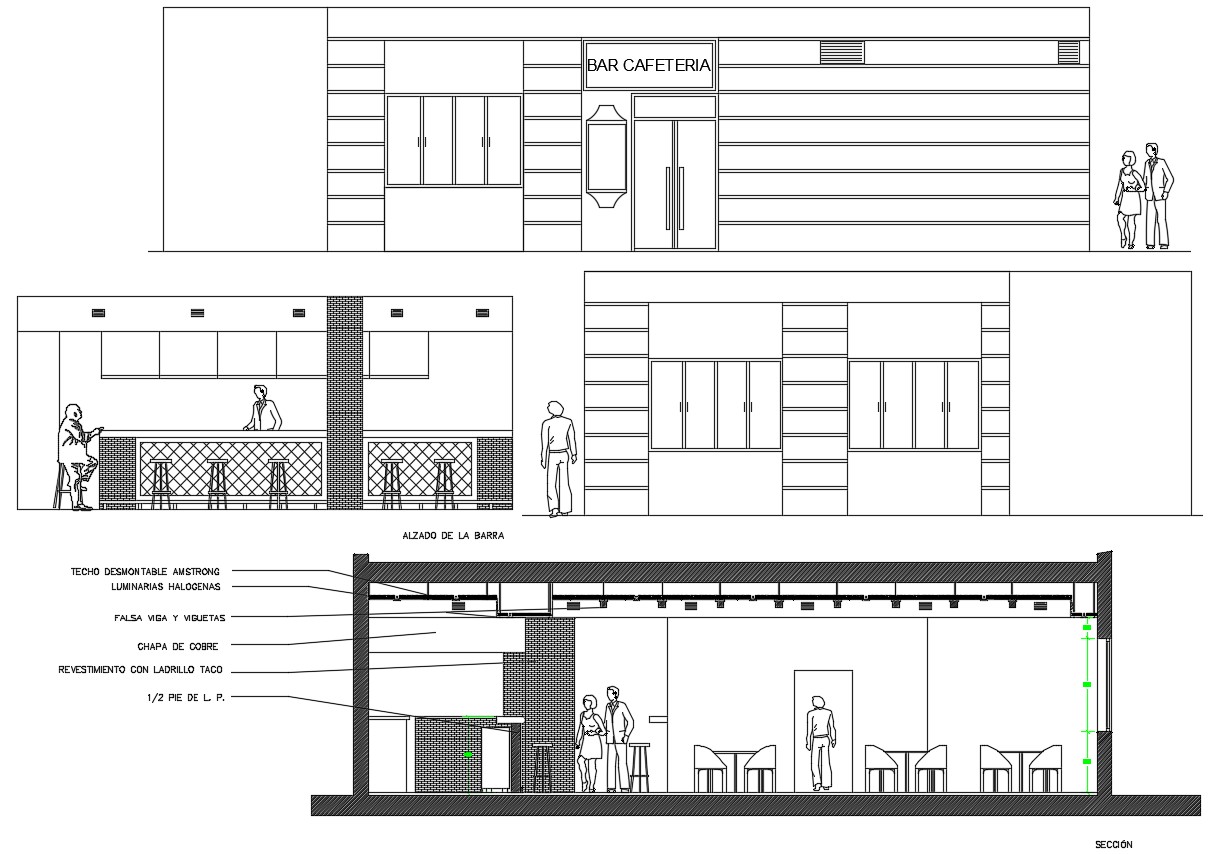 2D Design Drawing Of Bars And Cafeteria Elevation AutoCAD File Free ...