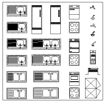 2D block design of kitchen appliance block - Cadbull