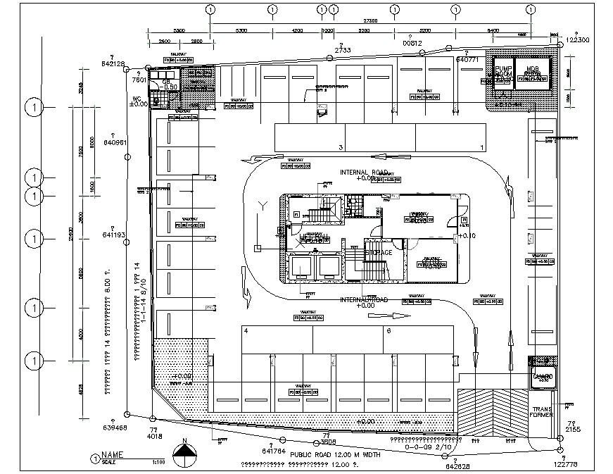 2D CAD Drawing Of Office Building Floor Plan layout