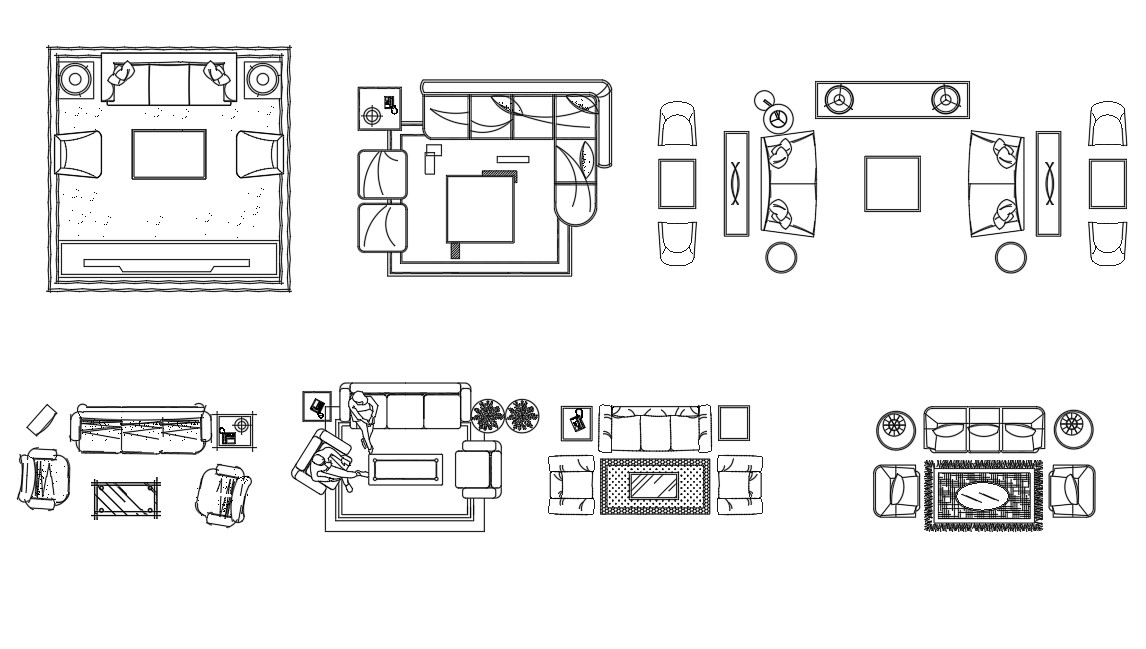 2D Living Room Furniture Drawing DWG File - Cadbull