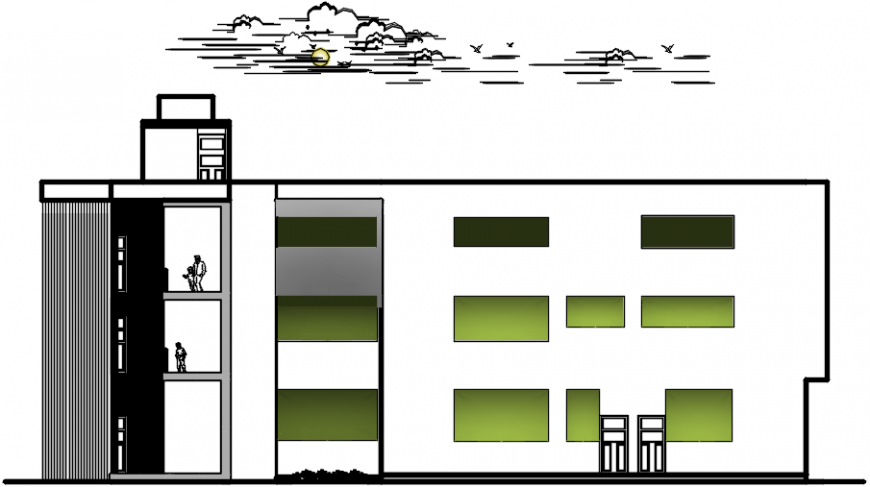 2 d cad drawing of outer college elevation Auto Cad