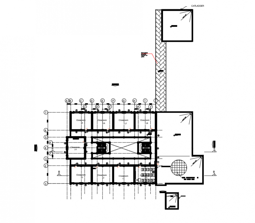 2 D Cad Drawing Of Primary School First Floor Plan Auto Cad Software