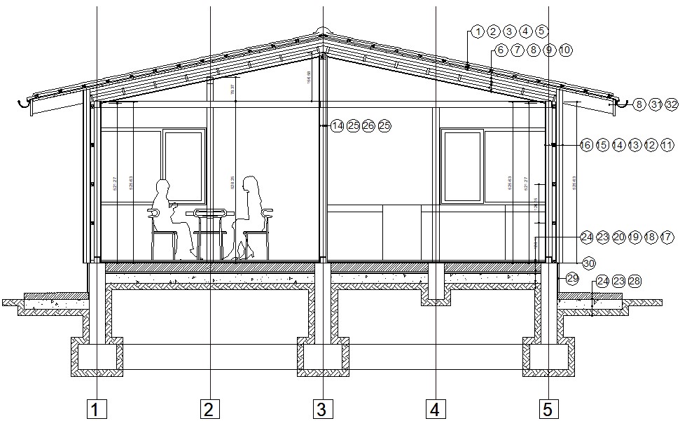 2d section drawings of house dwg file Cadbull