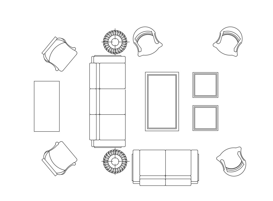 2d Sofa And Chair Furniture Free DWG Blocks Download - Cadbull