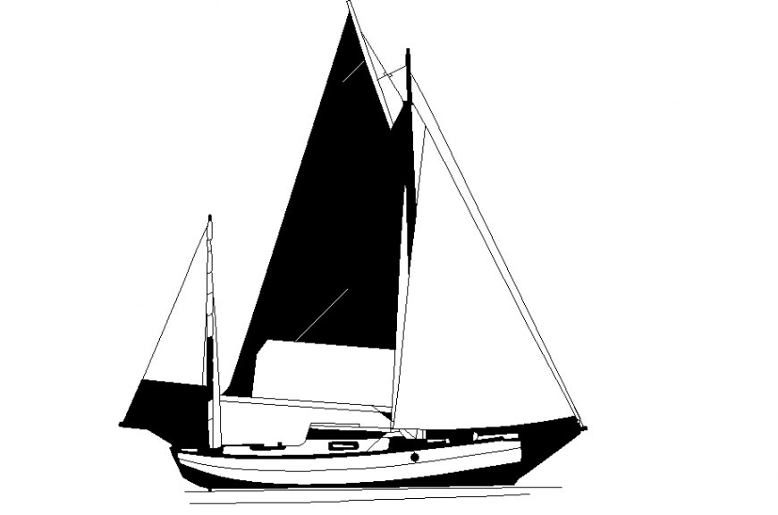 2d boat block design in dwg file - cadbull