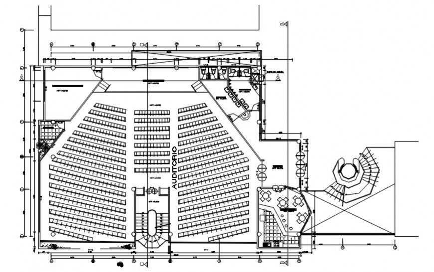 2d cad drawing of auditorium elevation cad autocad software - Cadbull