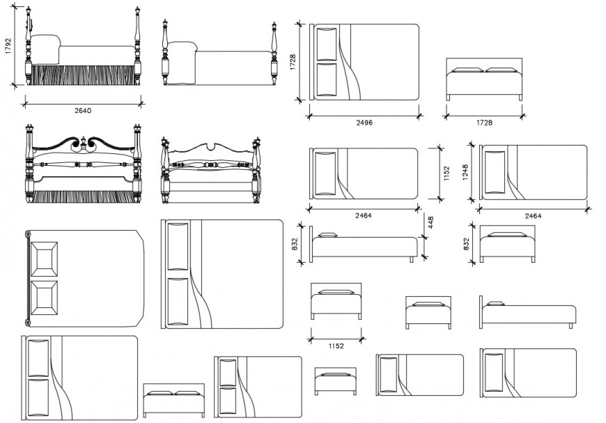 2d cad drawing of bedroom bedside elevation autocad file Cadbull