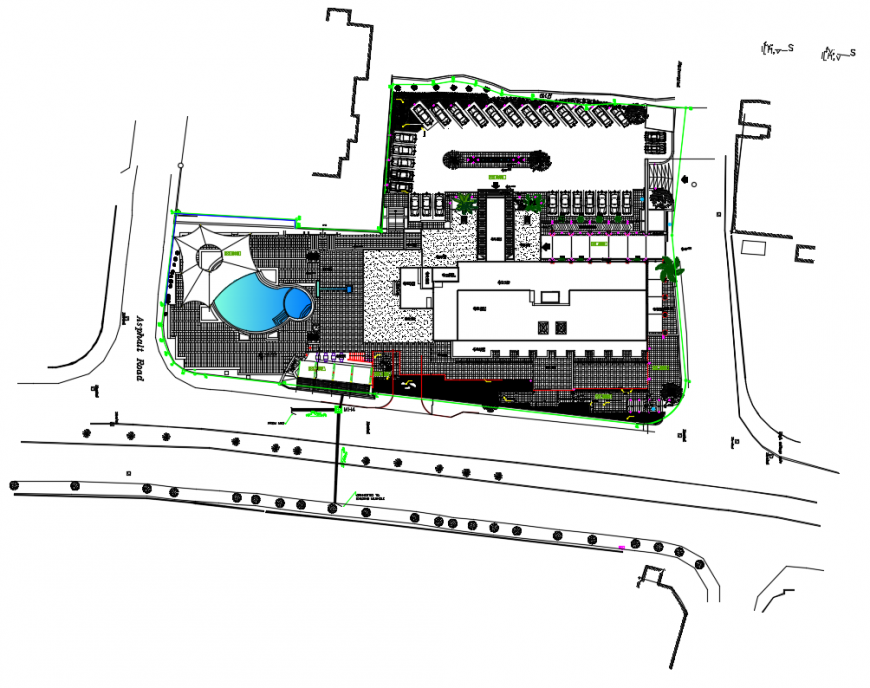 2d cad drawing of site plan layout autocad software - Cadbull