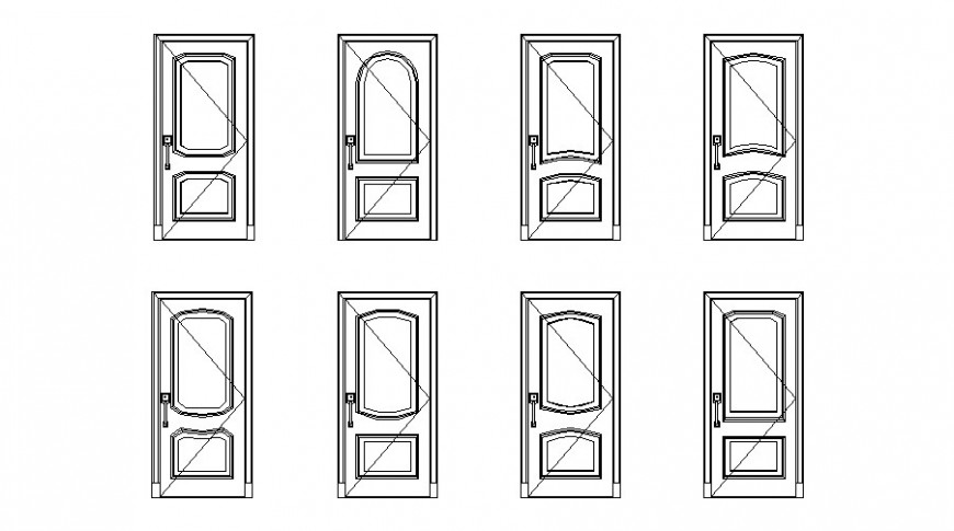 2d drawing of Door elevation in autocad software