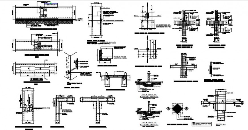 2d drawings details of column beam RCC structural blocks dwg autocad ...