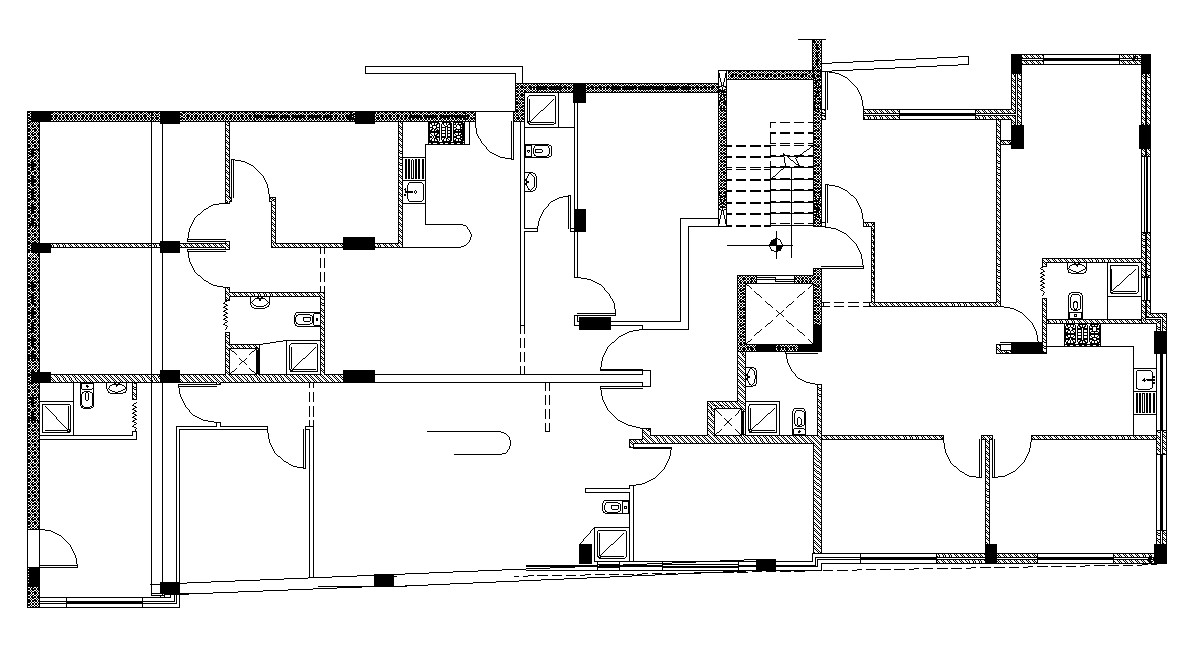 3 Bhk Apartment Cluster Layout Plan Cad Drawing Cadbull