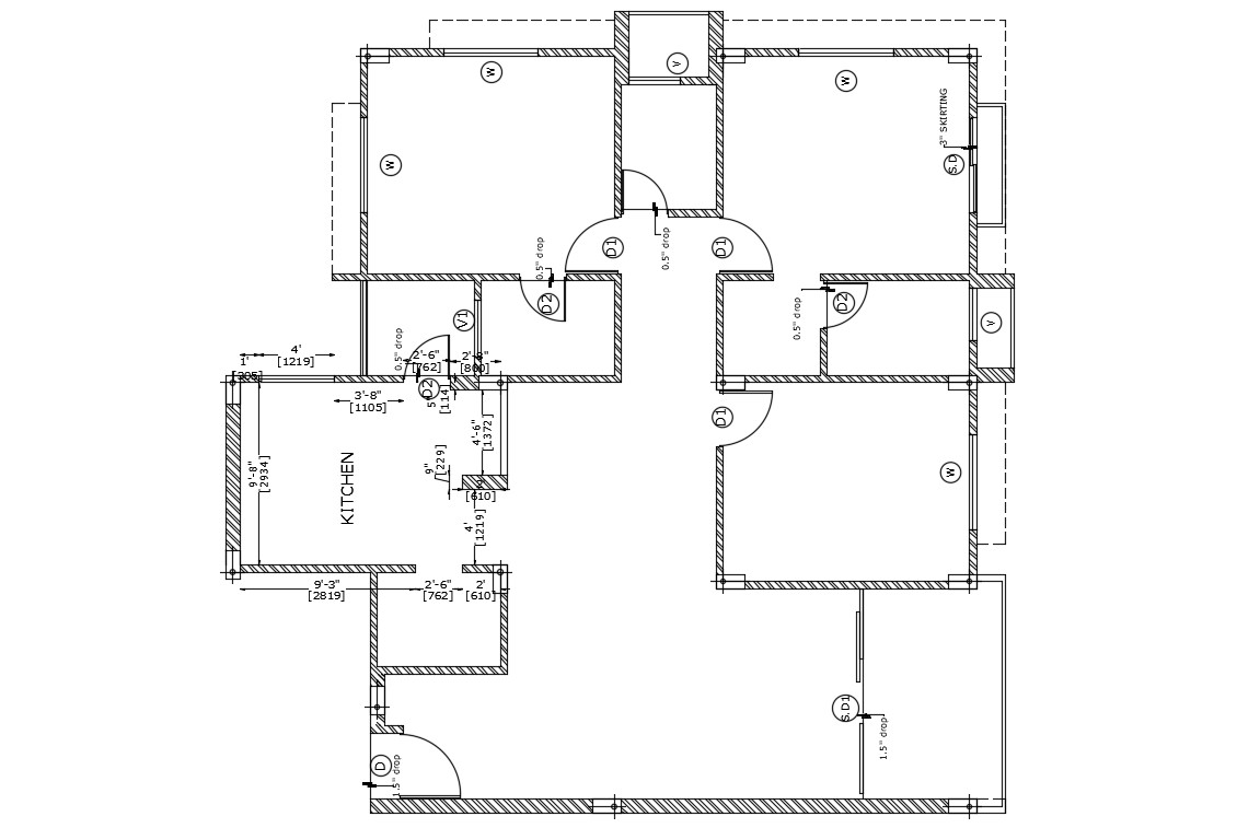 3 BHK Apartment Plan DWG File Free Download - Cadbull