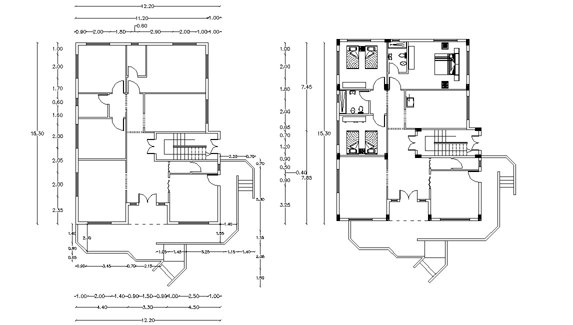 3 Bhk House Floor Plan With Dimension In Autocad Drawing Cadbull Images