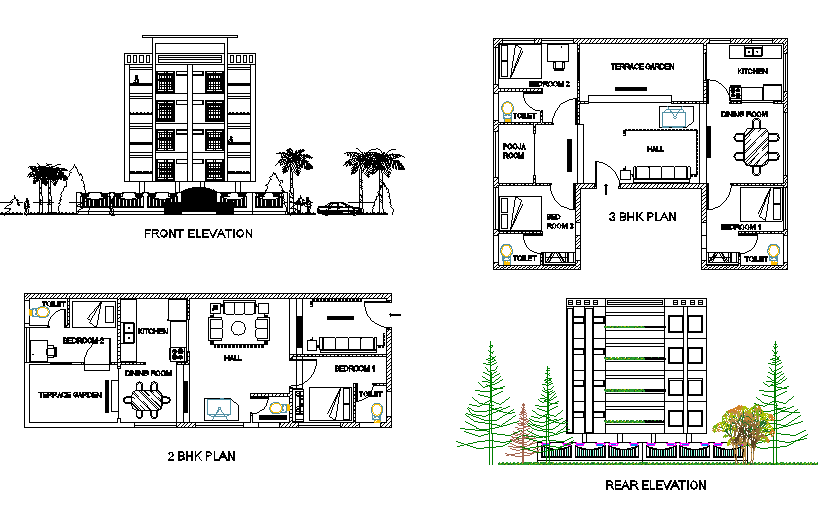 3 Bhk  Building Plan  And Elevation  House  Design  Ideas