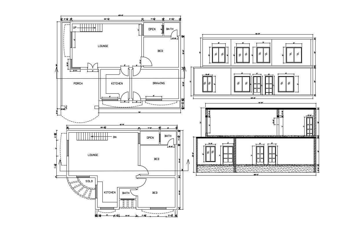 3 Bedroom House Plan DWG File - Cadbull