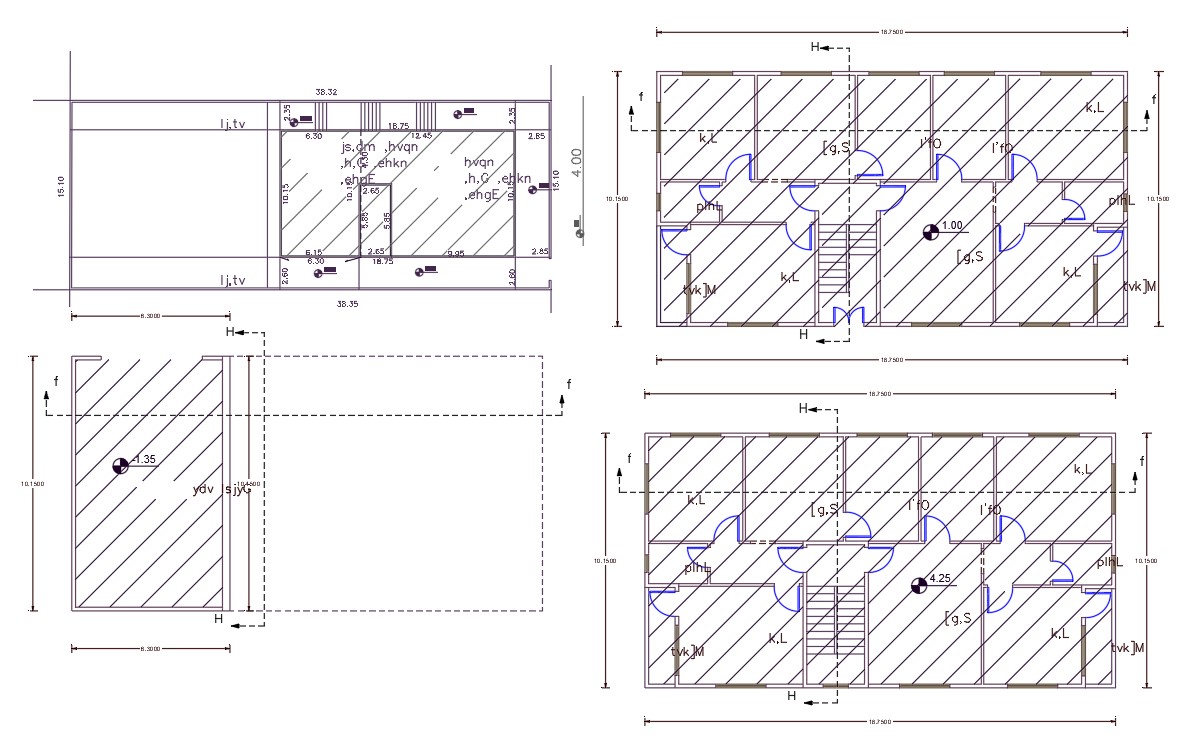 32' X 60' Apartment Cluster Plan DWG File - Cadbull