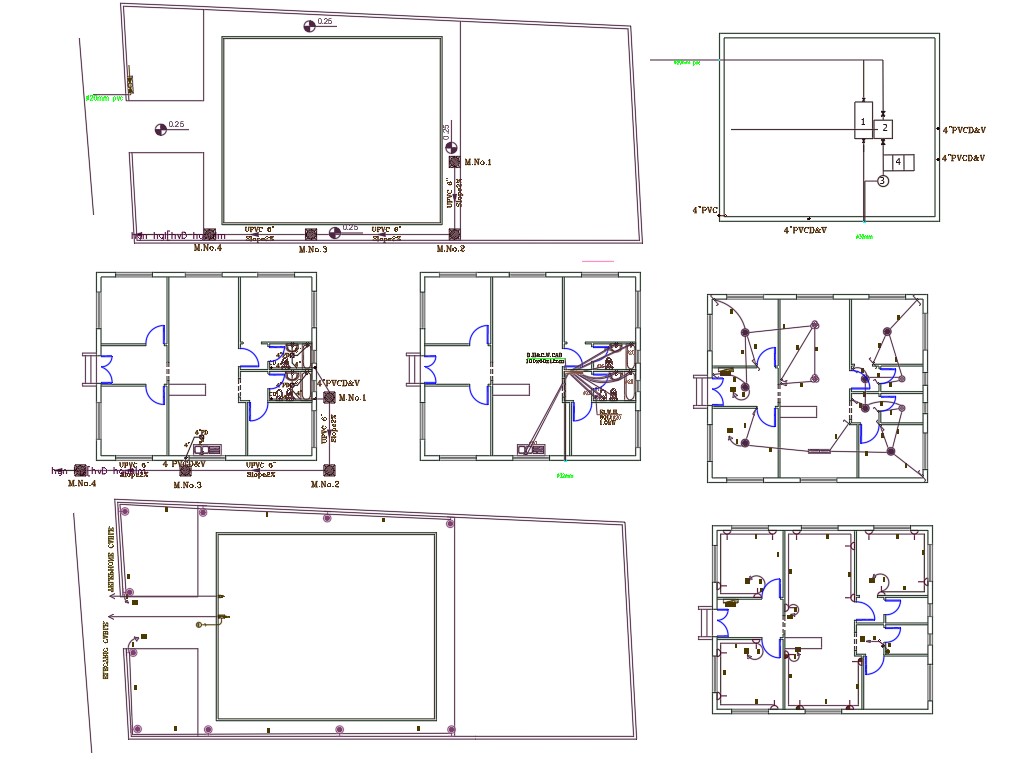 32 by 40 Feet House Wiring and Plumbing Layout Plan Cadbull