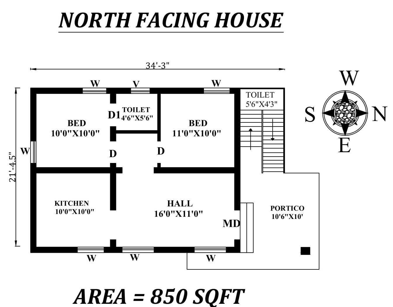 34 x21 5 2BHK  North  Facing  House  Plan  As Per Vastu 