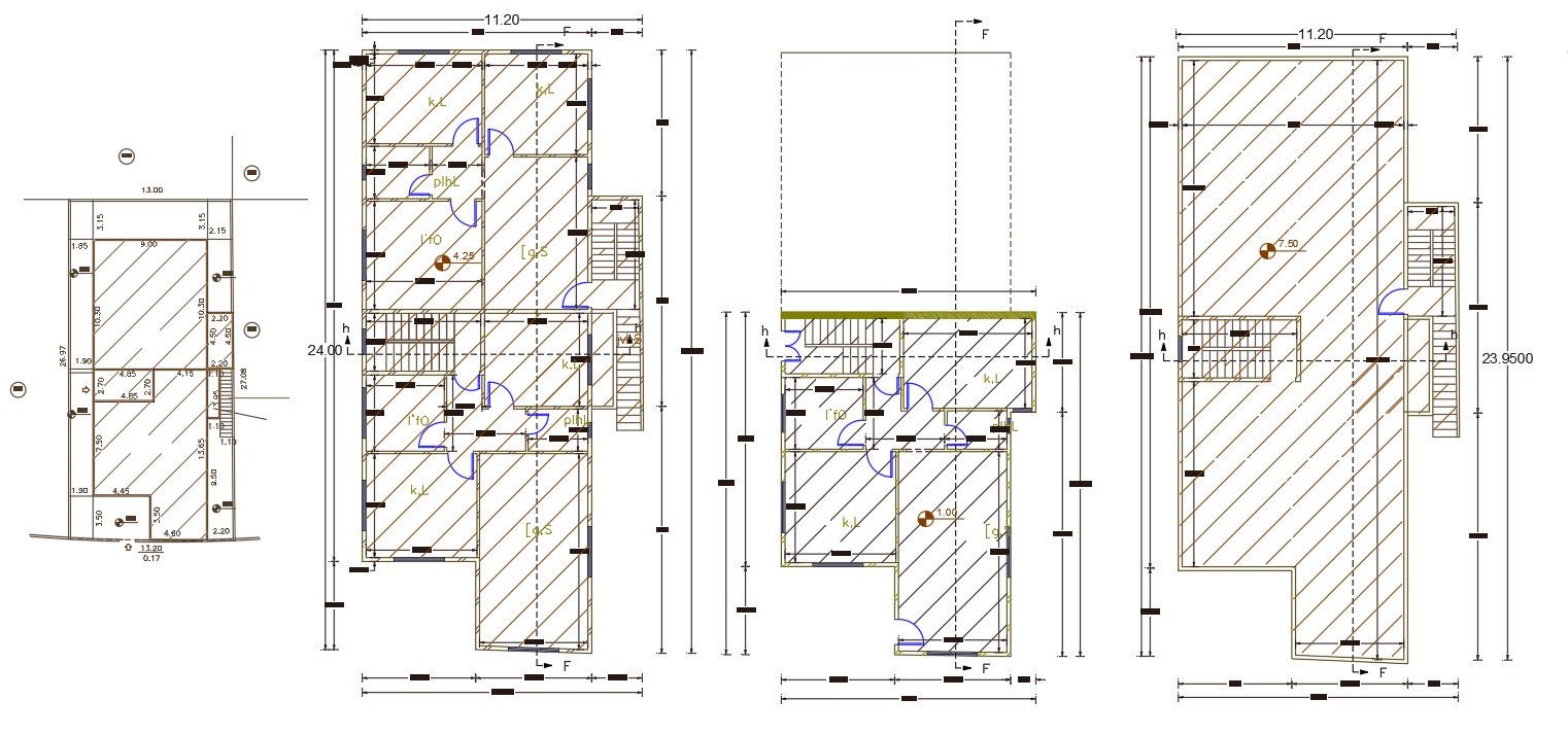 36' X 78' House Plan For 5 Bedrooms Project DWG File - Cadbull