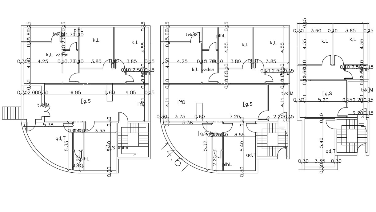 3 Bhk House Floor Plan Design Cad File Cadbull