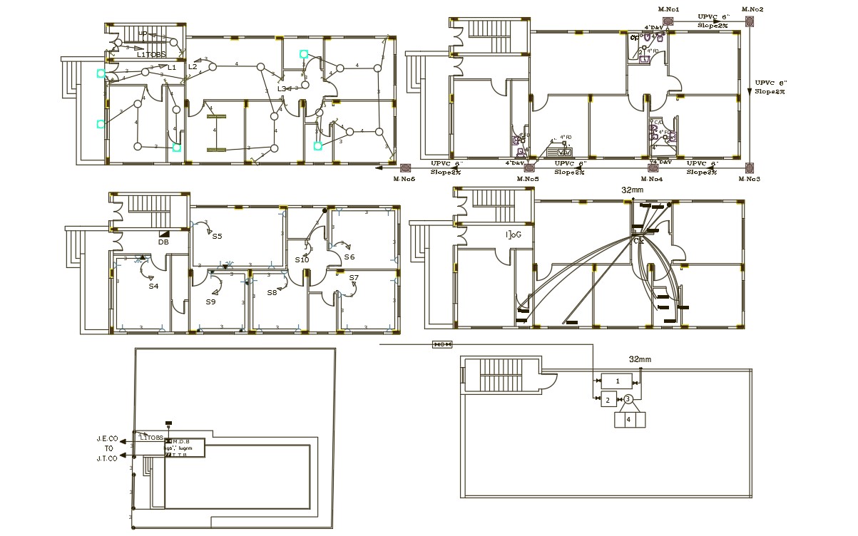 3 Bhk Single Storey House Electrical And Plumbing Plan - Cadbull