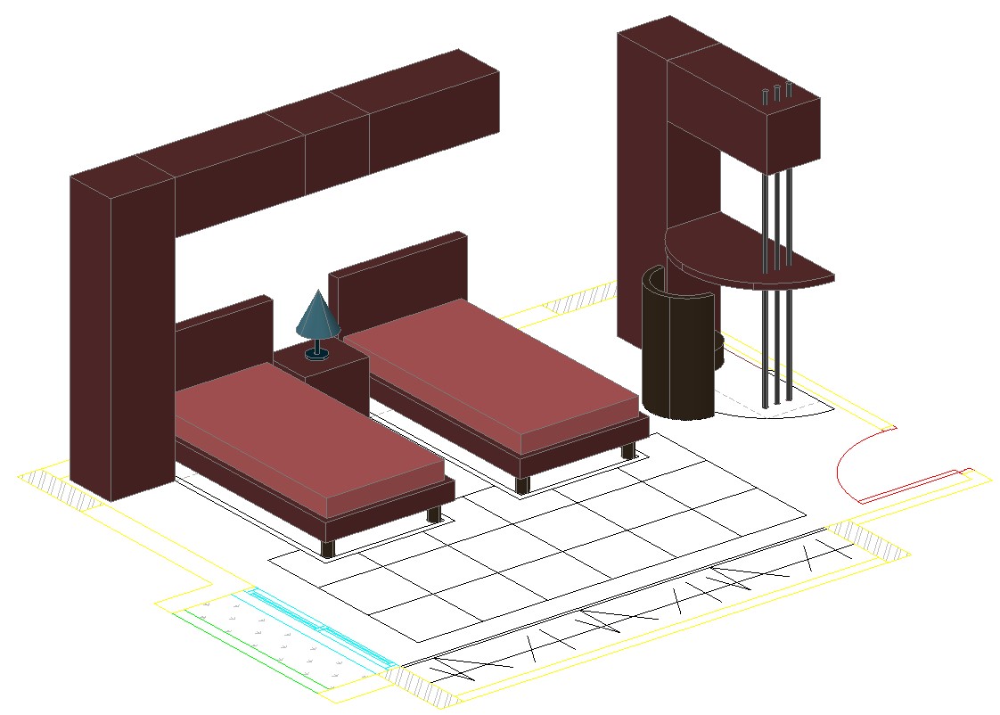 3D Bedroom AutoCAD File - Cadbull