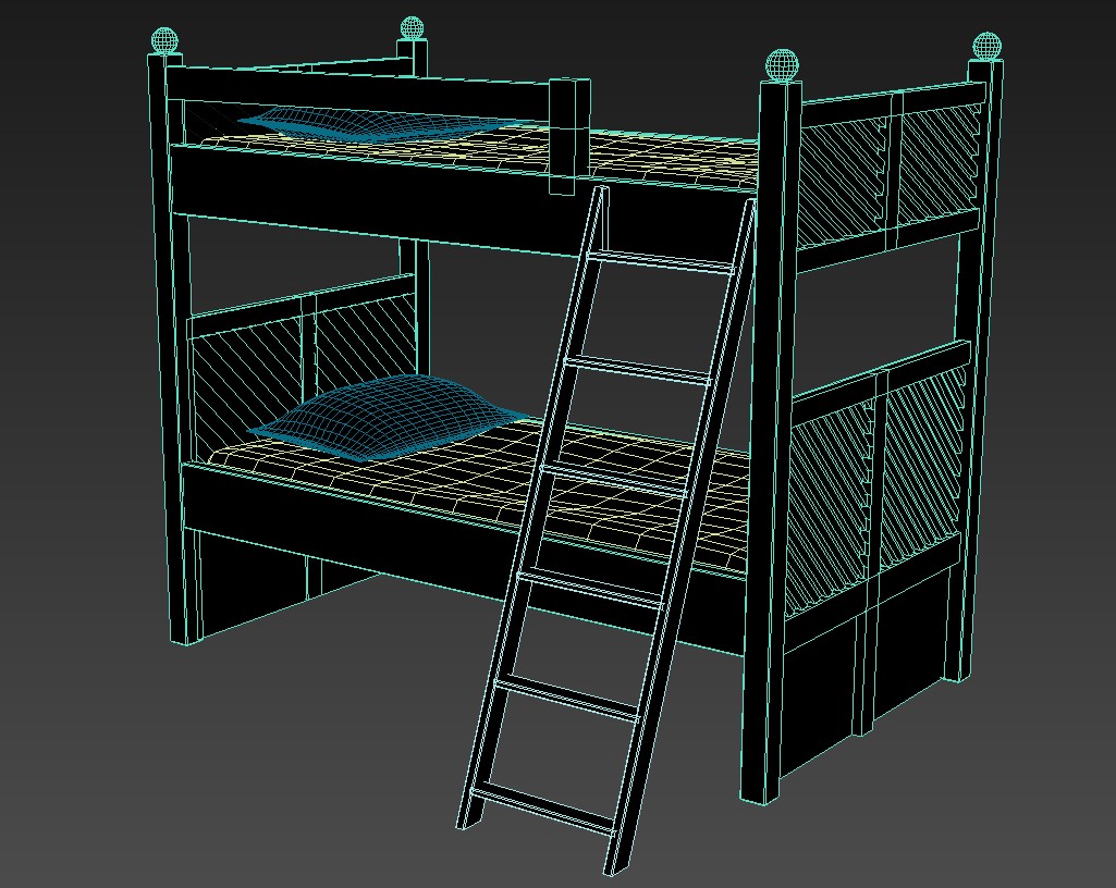 3D Bunk Bed For Kids MAX File - Cadbull