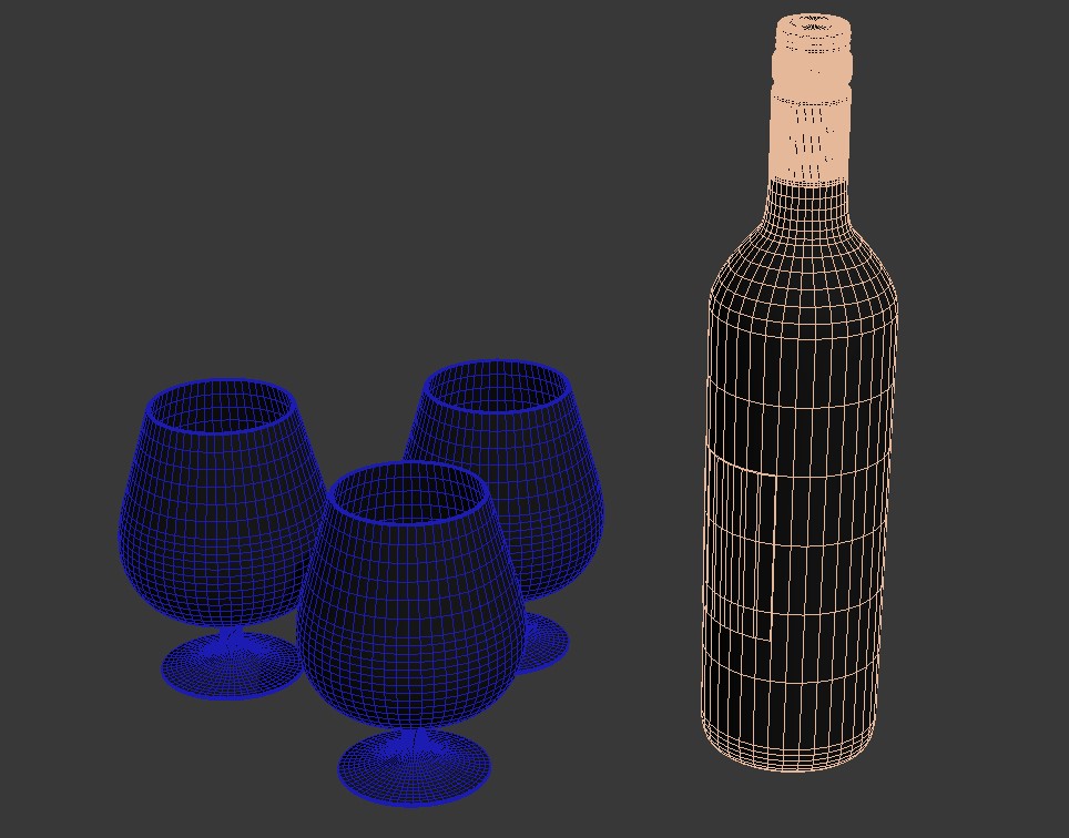 3D MAX File Wine Bottle And Glass Free Download