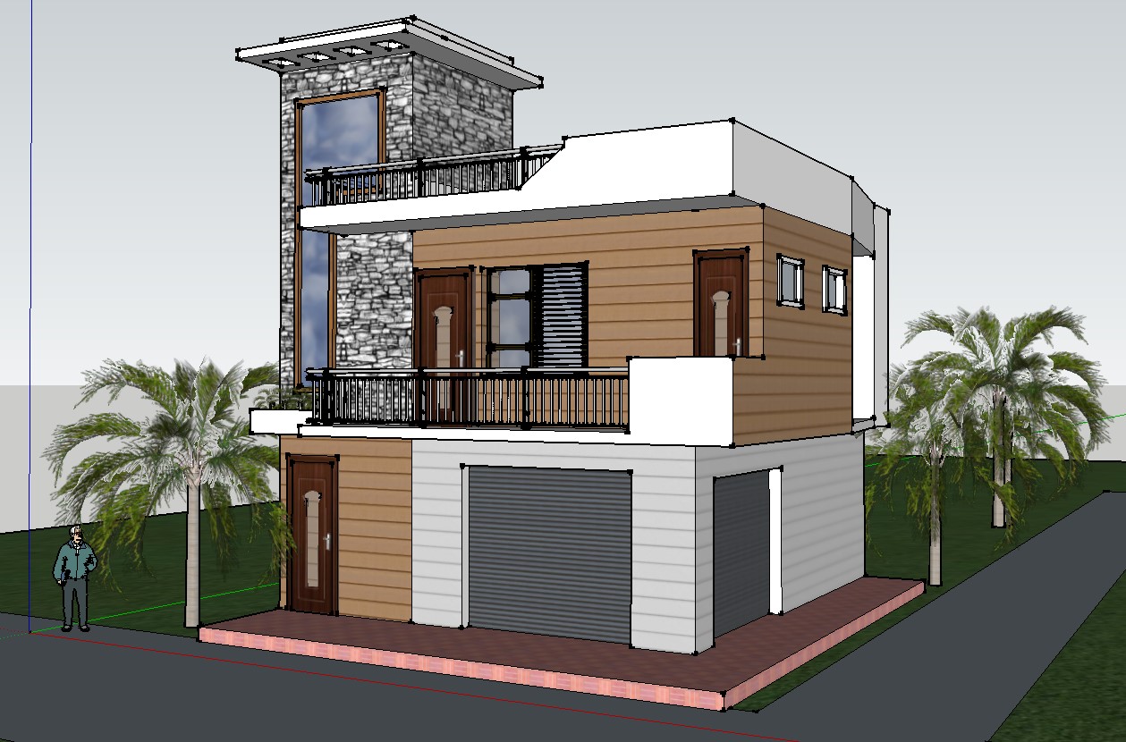 3d Residential Building Skp File Cadbull 2139