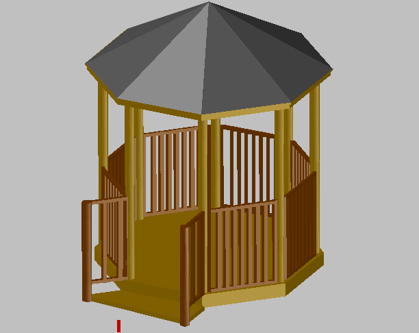 3d design of round about wooden kiosk details of garden dwg file - Cadbull