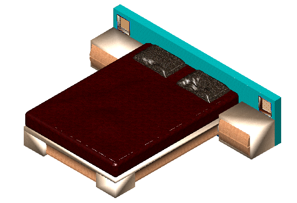 3d Design View Of King Size Double Bed Cad Block Dwg File Cadbull Images And Photos Finder 