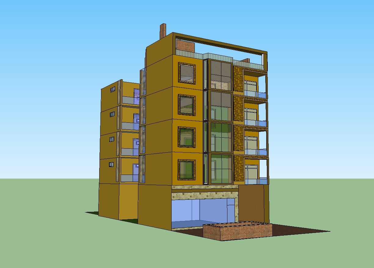 3d drawing of the residential building in SketchUp file