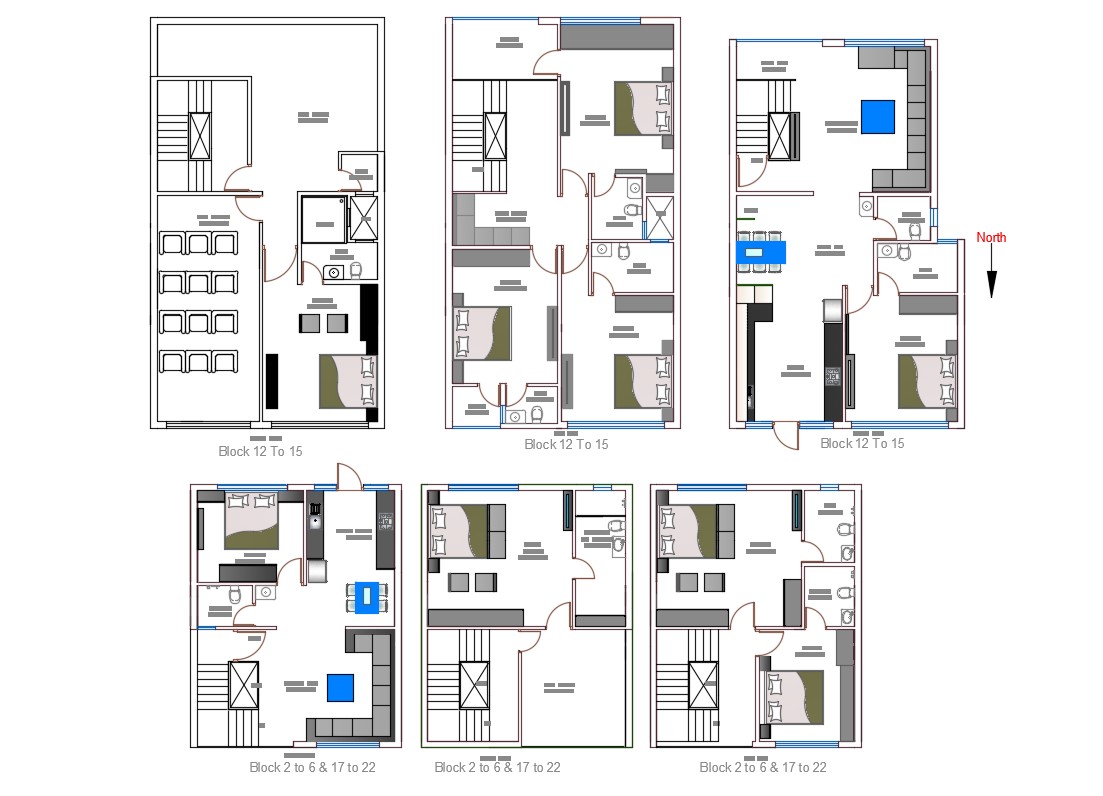 4 And 5 BHK House Furniture Layout Plan AutoCAD File Cadbull